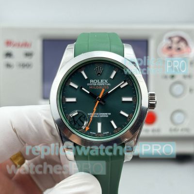 VS Factory Swiss Replica Rolex Milgauss Z-blue Dial Green Glass Watch 40mm 